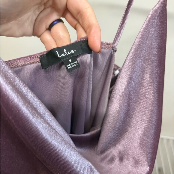 Lulu's Lavender Velvet Satin Slip Dress - Picture 3 of 3